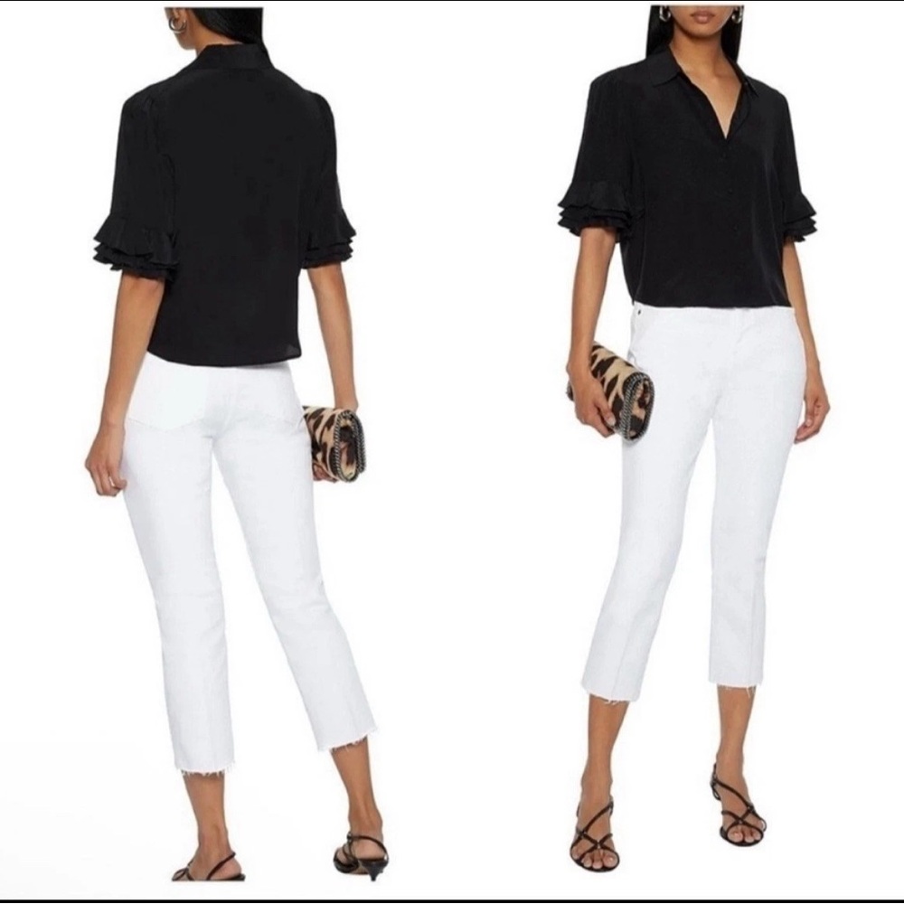 Frame Le Beau Blanc Raw Hem Denim White Cropped Jeans - 24